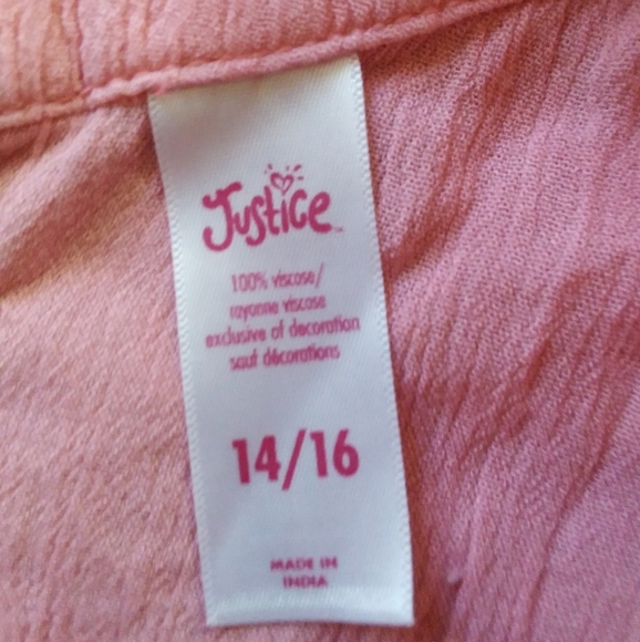 Coral pink with stripes Justice short sleave - Picture 4 of 4